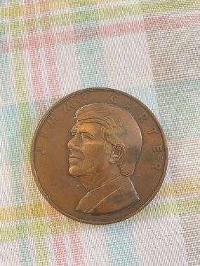 Jimmy Carter Bronze-Tone Commemorative Coin Plaque - Profile Portrait Sculpture